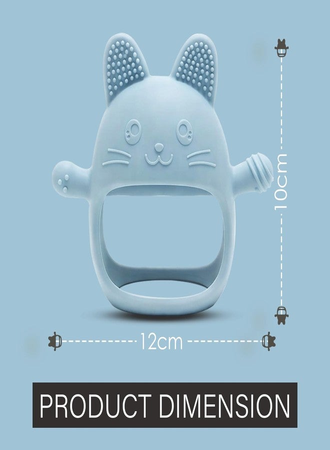 Lyrovo Baby Teething Toy Silicone Teething Mitten for Babies Over 3 Months Anti Dropping Wrist Hand Teethers Baby Chew Toys for Sucking Needs, BPA Free (1, Blue) - Image 4
