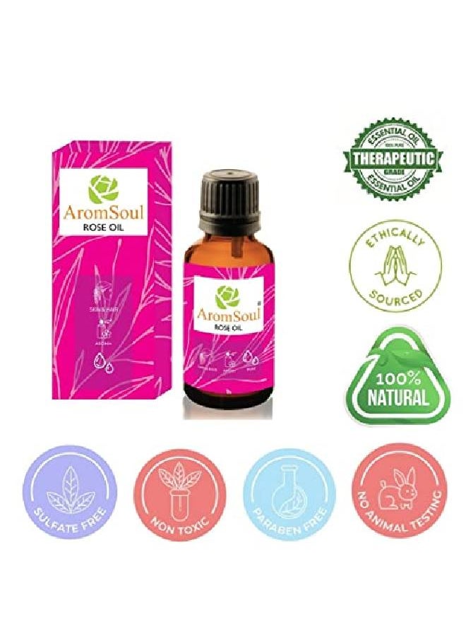 Aromsoul 100% Narural Pure Rose Essential Oil 15 Ml | Therapeutic Aromatherapy Grade | For Face Skin Hair Care | Relaxation; Boost; Massage; Face Glow; Skin Repair Smoothing: Hair Growth  - Image 3