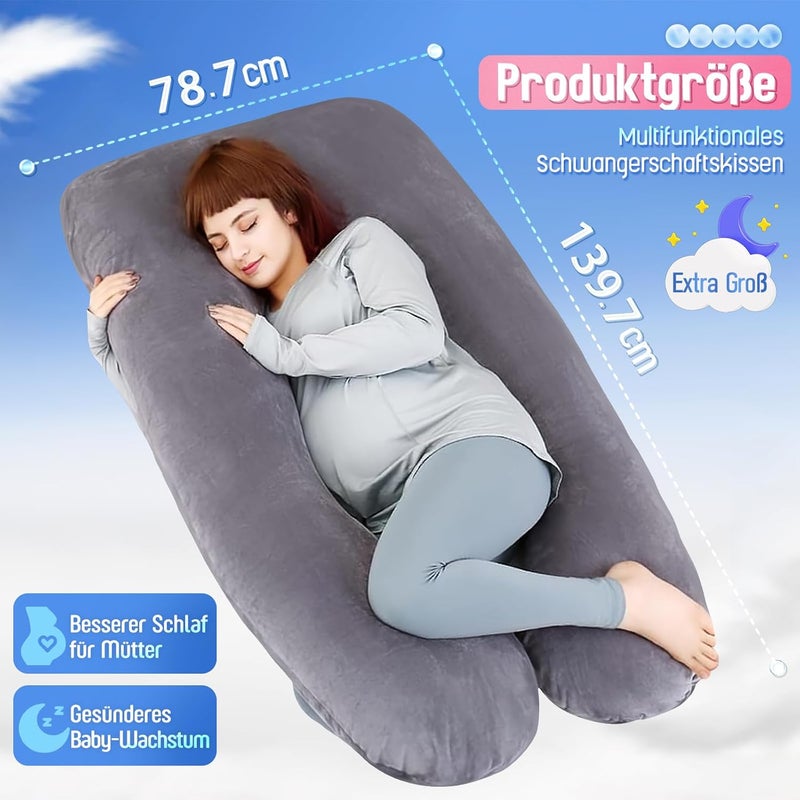 TaiBest U Shaped Full Body Pregnancy Pillow with Removable Cover for Maternity Women,Pregnancy Pillows for Sleeping,Support for Back, Legs, Belly,55 Inch Pregnancy Pillow for Women (Cotton, Dark grey) - Image 5