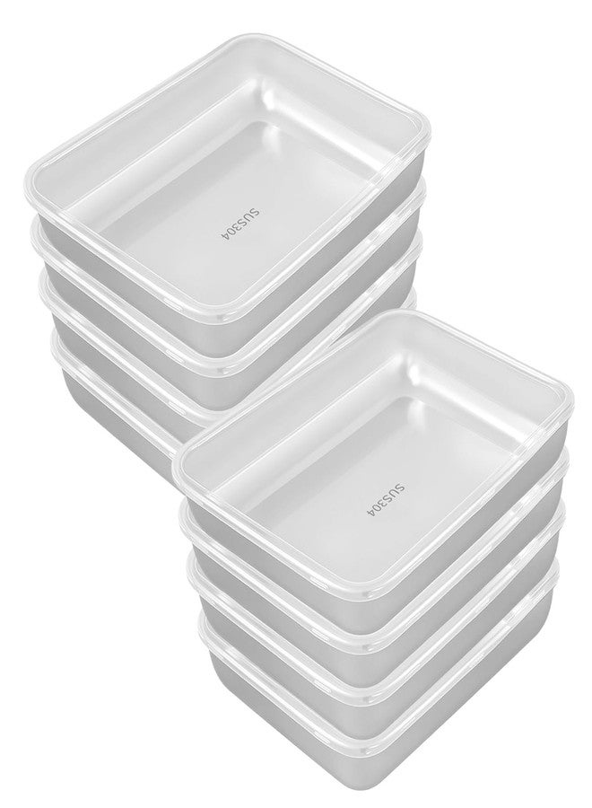 مجموعة سينجون من 8 حاويات تخزين طعام من الفولاذ المقاوم للصدأ، حاويات معدنية لتحضير الوجبات مع أغطية، صندوق غداء قابل للتكديس للنزهات والسفر والعمل - Image 1