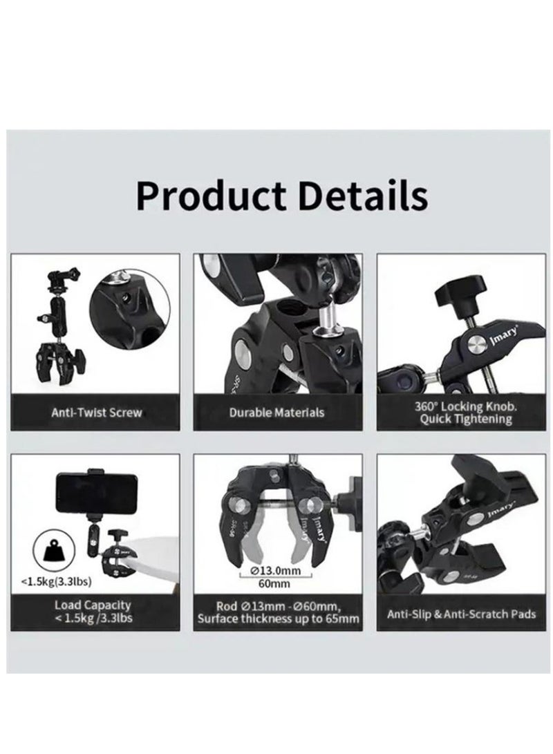 Jmary JMARY SR-56 Aluminum Handlebar Crab Clamp Magic Arm Rod Mount - Image 4