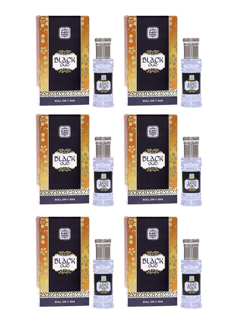 Black Oud Perfume Oil Roll-On for Men & Women - 6ml (Pack of 6)