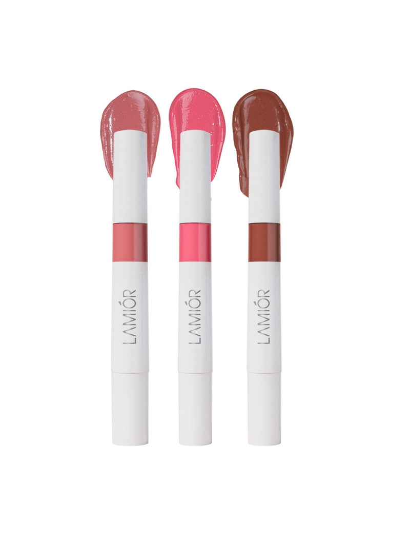 LAMIOR Peptide Glaze Lip Balm Combo Pack of 3 - Toffee Cake | 3-in-1 Formula for Glossy Shine, Healing, and Nourishment | Pillowy-Soft Lips | Nourishes Dry Skin | Real Reviews, Juicy Results! - Image 1