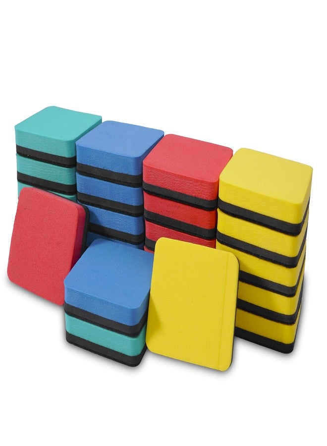 SITHON Magnetic Dry Erase Erasers, Mini Whiteboard Dry Erasers Back to School Supplies, Chalkboard Cleaning Pads for Classroom, Office, Home, 4 Colors, 2 x 2 Inch (24 Pack) - Image 1