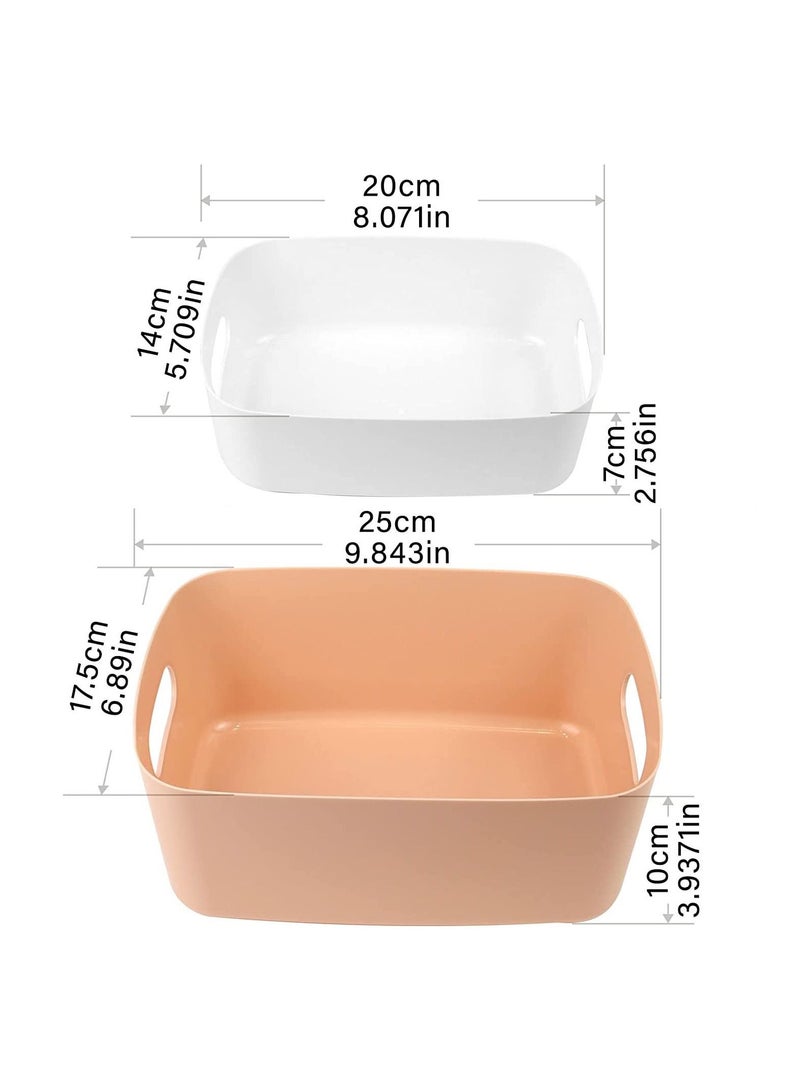 SYOSI Plastic Storage Basket, 6 Pcs Plastic Storage Boxes Multiple Colour Organisation Storage Baskets for Cupboard, Kitchen, Studio, Bathroom, Toy, Home Tidy Open Storage Bins with Handles  - Image 2