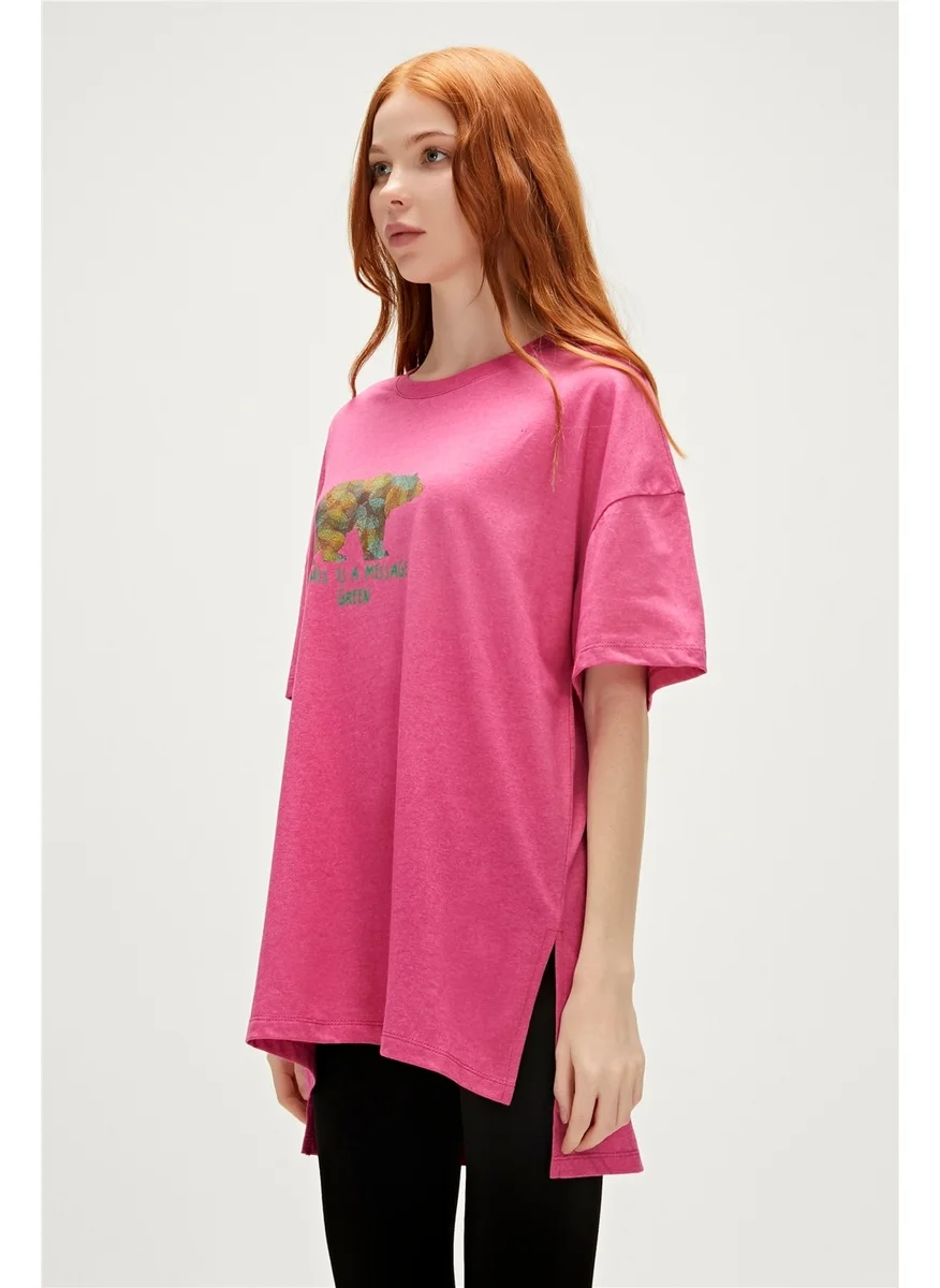 باد بير Re-Finger Recycle Fuchsia Pink T-Shirt Printed Women's T-Shirt10