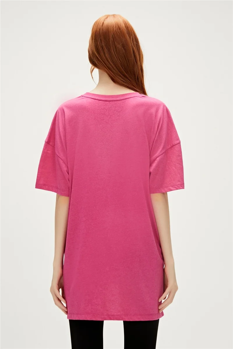 Bad Bear Re-Finger Recycle Fuchsia Pink T-Shirt Printed Women's T-Shirt10