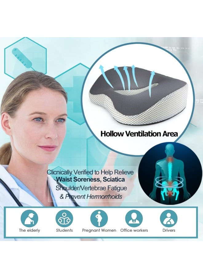 Memory Foam Seat Cushion for Desk Chair, 3D Full Wrap Office Chairs Cushions for Tailbone Pain Relief,Back Pain,Chair Cushion Support for Home, Office and Car Seat Driver 43*36*7cm - Image 5