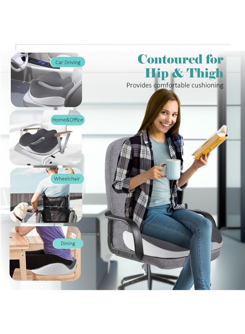 Memory Foam Seat Cushion for Desk Chair, 3D Full Wrap Office Chairs Cushions for Tailbone Pain Relief,Back Pain,Chair Cushion Support for Home, Office and Car Seat Driver 43*36*7cm - Image 2