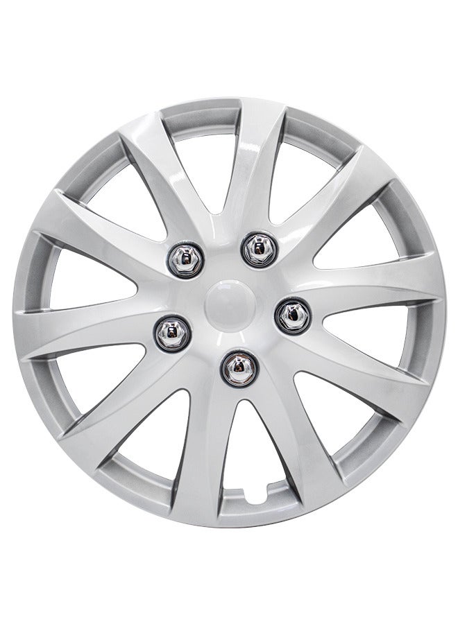 EMTC Pack of 4 EM-3111 Taiwan Wheel Cover | 15" Inch | Silver Universal Nested Style  - Image 2