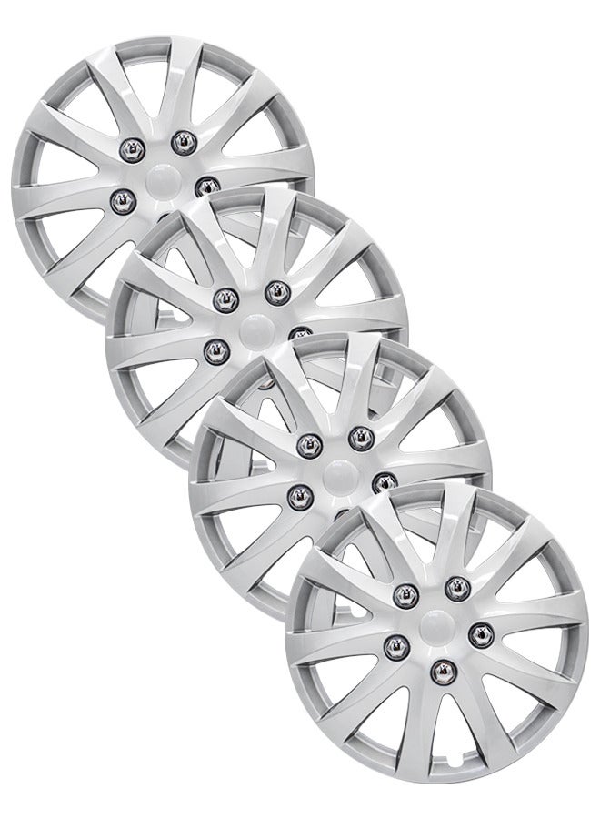 EMTC Pack of 4 EM-3111 Taiwan Wheel Cover | 15" Inch | Silver Universal Nested Style  - Image 1