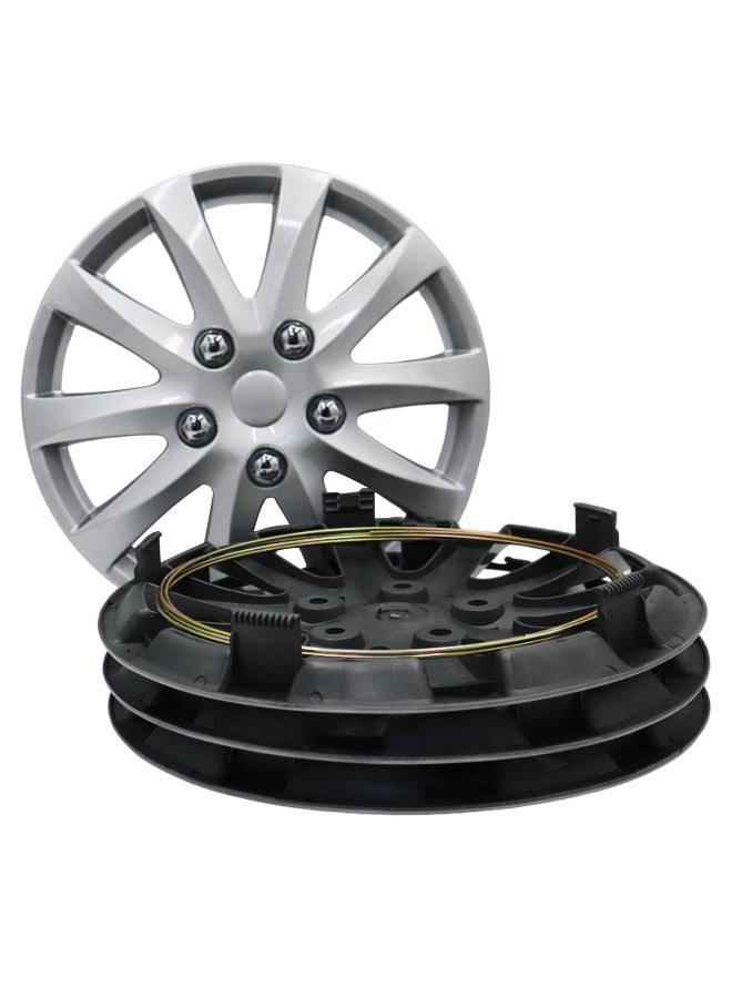 EMTC Pack of 4 EM-3111 Taiwan Wheel Cover | 15" Inch | Silver Universal Nested Style  - Image 3