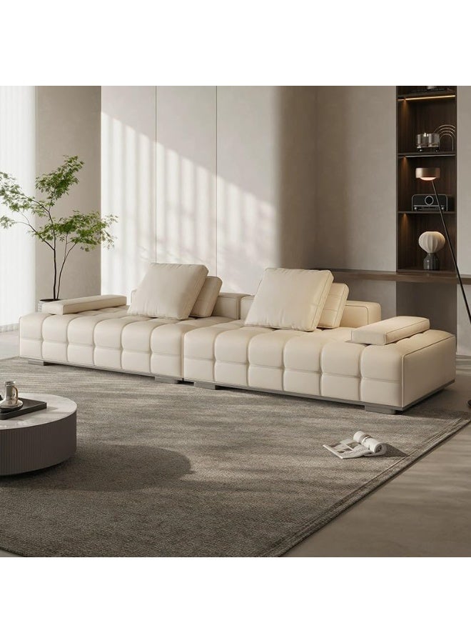 Comfynest Comfynest Extra Long White Leather Modern Sofa With Foam Seat Fill And Water Resistant Function  - Image 4