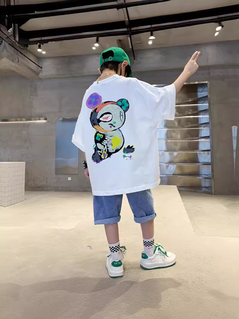 Boys' Short-Sleeved T-Shirt, Pure Cotton, Medium And Large Children'S Summer Clothing, 2026 New Trendy Brand, Summer Boys' White Half-Sleeved Children'S Clothing - Image 5
