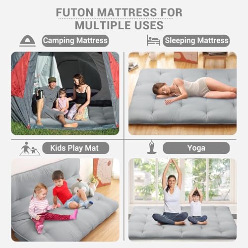 Deevine Craft Quilt Cotton Floor Bed Mattress, Foldable,Rollable Movable Single Bed Comfort Gadda 1 Sleeping Capacity, S Quilted Design (Light Grey, Single Bed 72X36X5 Inches) - Image 5