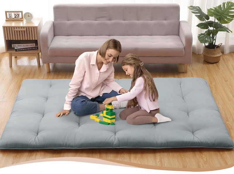 Deevine Craft Quilt Cotton Floor Bed Mattress, Foldable,Rollable Movable Single Bed Comfort Gadda 1 Sleeping Capacity, S Quilted Design (Light Grey, Single Bed 72X36X5 Inches) - Image 4