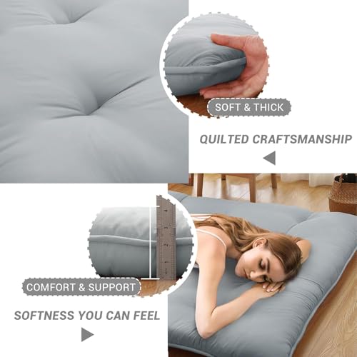 Deevine Craft Quilt Cotton Floor Bed Mattress, Foldable,Rollable Movable Single Bed Comfort Gadda 1 Sleeping Capacity, S Quilted Design (Light Grey, Single Bed 72X36X5 Inches) - Image 3