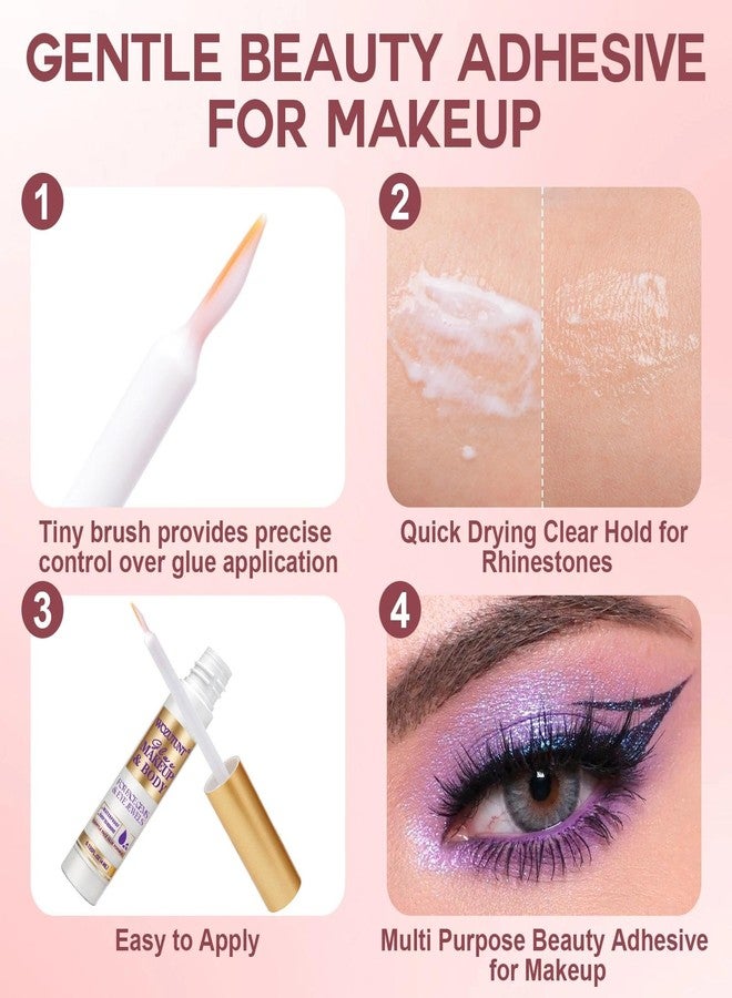 WOZUTUNT Face Makeup Glue for Rhinestones, 3 PCS Rhinestones Face Glue for Cosplay Makeup, Waterproof Body Glue for Wig Face Gems Eye Body Glitter Glitter, Eyelashes & Hair Gems, Gentle Skin Glue for Women - Image 5