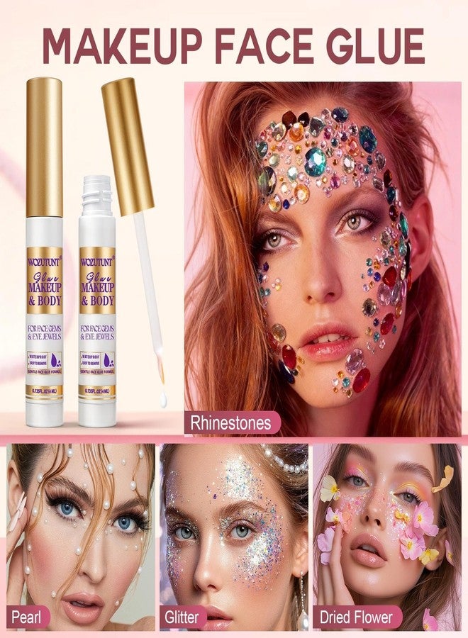 WOZUTUNT Face Makeup Glue for Rhinestones, 3 PCS Rhinestones Face Glue for Cosplay Makeup, Waterproof Body Glue for Wig Face Gems Eye Body Glitter Glitter, Eyelashes & Hair Gems, Gentle Skin Glue for Women - Image 3