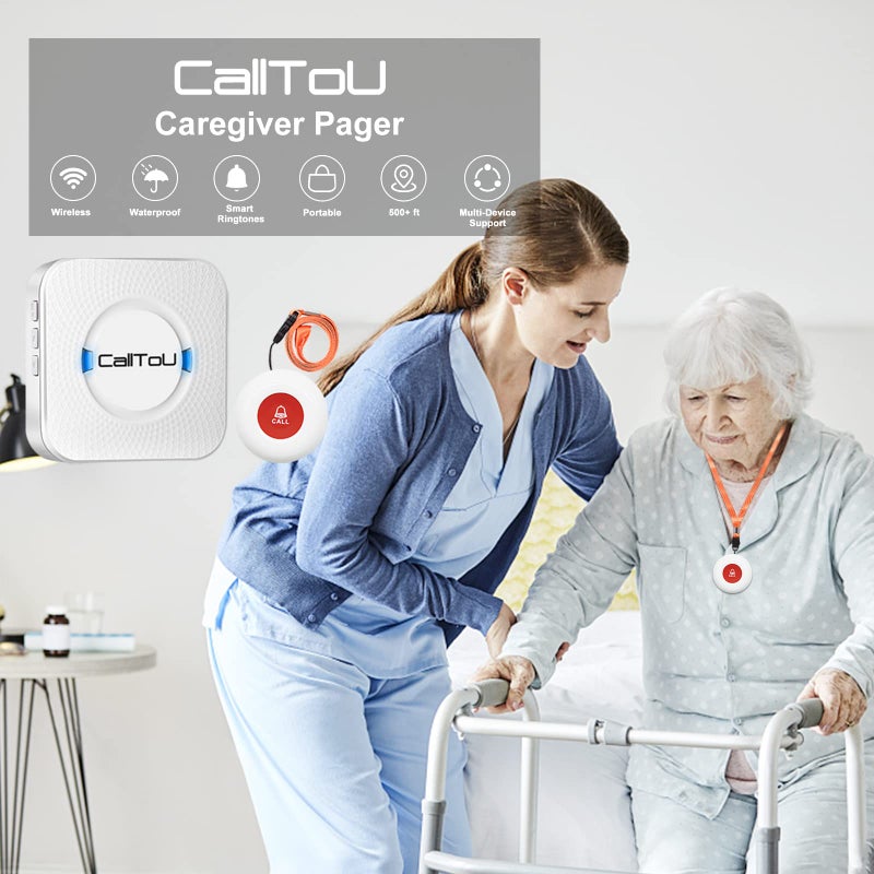CallToU Caregiver Pager Elderly Alert Call Button for Seniors Smart Patient Call Bell Wireless Emergency Button System Adult Monitors at Home 3 Plugin Receivers 3 Waterproof Portable Transmitters - Image 2