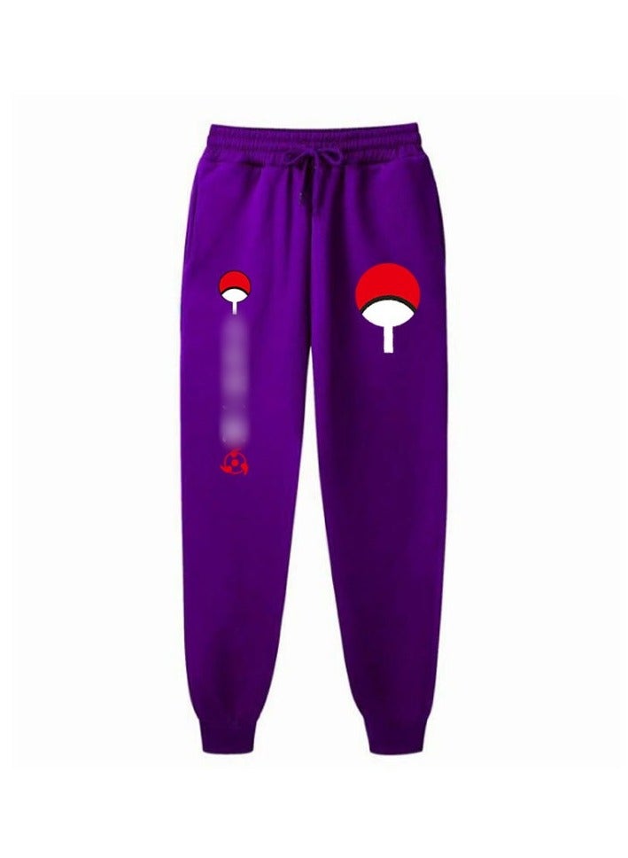 KUYING Anime Naruto Fashion Fleece Loose Legged Sports Pants  - Image 1