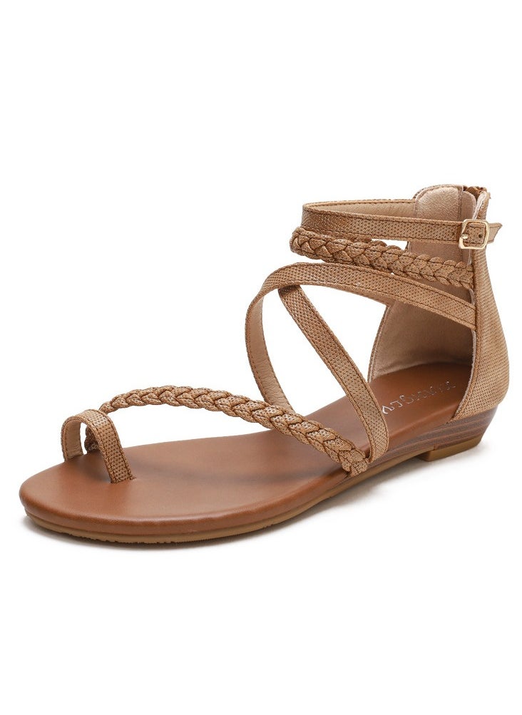 SIKETU New Slope And Fairy Versatile Open Toed Large Women's Sandal Pair With Skirts Roman Sandals  - Image 1