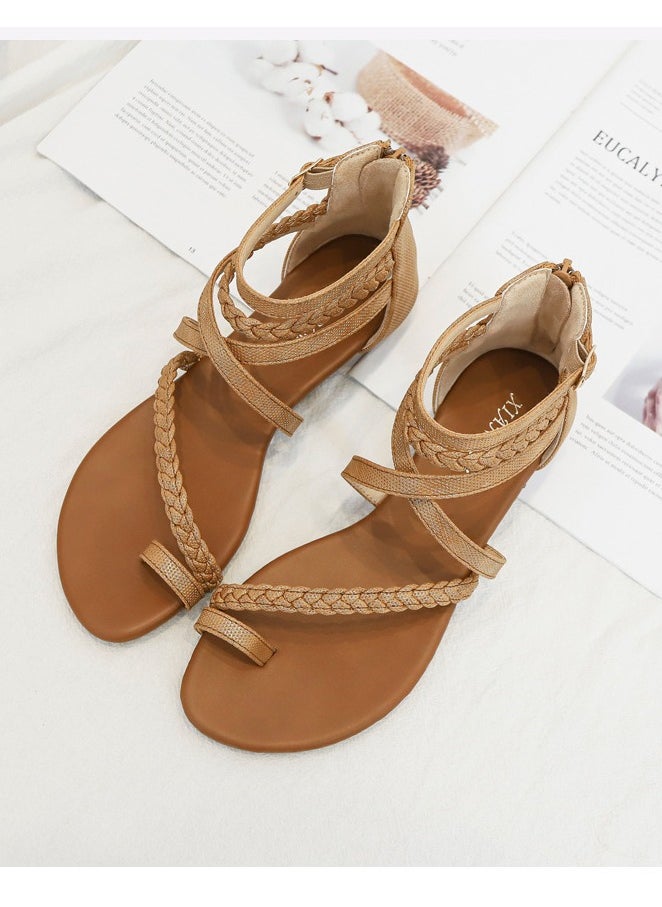 SIKETU New Slope And Fairy Versatile Open Toed Large Women's Sandal Pair With Skirts Roman Sandals  - Image 2