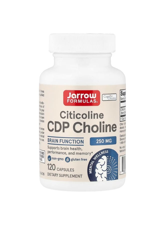 jarrow formulas Citicoline CDP Choline 250 MG CDP Choline Supplement Supports Brain Health Performance and Memory 120 Capsules Up to a 120 Day Supply