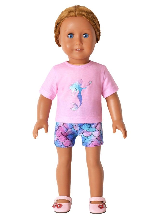 QPANCY Mermaid Pjs Matching Dolls&Girls Pajama Sets Cotton for American Girls,Size 6 7 - Image 2