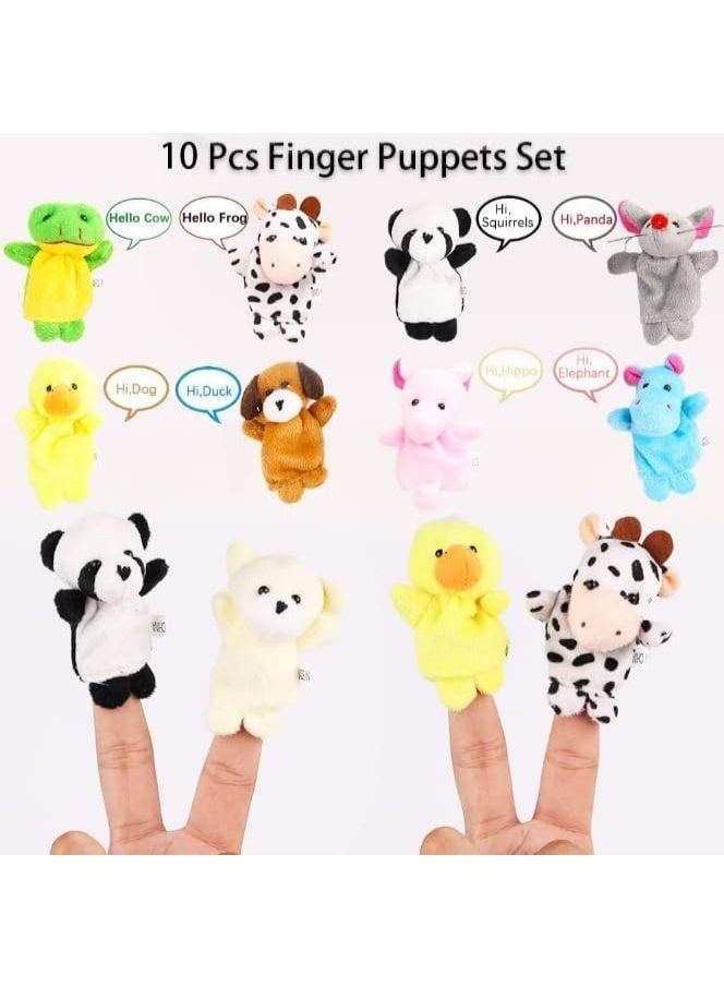 مجموعة من 10 دمى أصابع - دمى حيوانات قطيفة ناعمة للأطفال، تشكيلة من الدمى القطيفة الصغيرة للأولاد والبنات، هدايا للحفلات والعروض ووقت اللعب والمدارس - Image 2