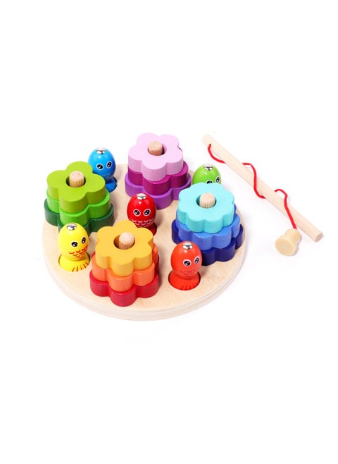 Strict Selection Baby Early Education Four Sets Of Column Catch Worm Fishing Shape Cognition Children's Educational Montessori Matching Building Blocks Toys-Color:Round Two-in-one Fishing Sleeve Column