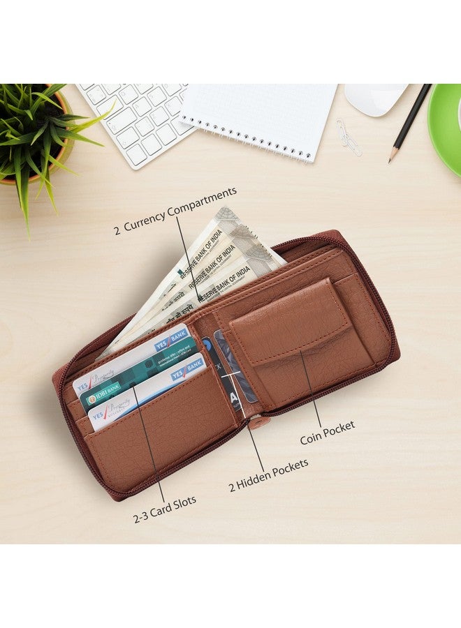 TnW Womens Girls PU Leather Multipurpose Zip Wallet Card Holder Purse Clutch (Tan) - Image 2