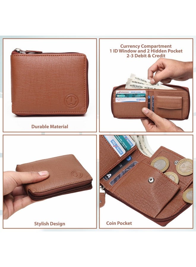 TnW Womens Girls PU Leather Multipurpose Zip Wallet Card Holder Purse Clutch (Tan) - Image 3