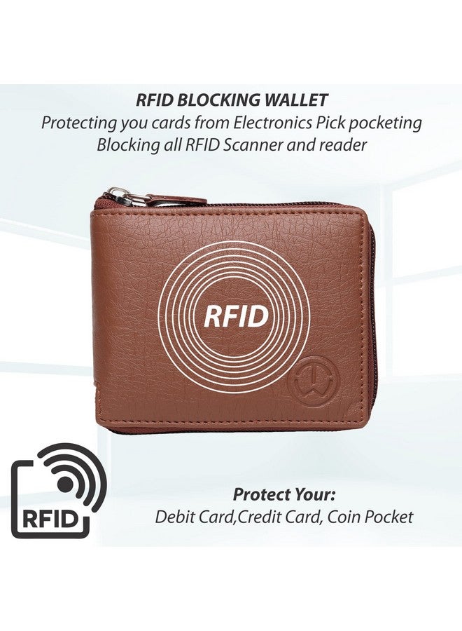 TnW Womens Girls PU Leather Multipurpose Zip Wallet Card Holder Purse Clutch (Tan) - Image 5