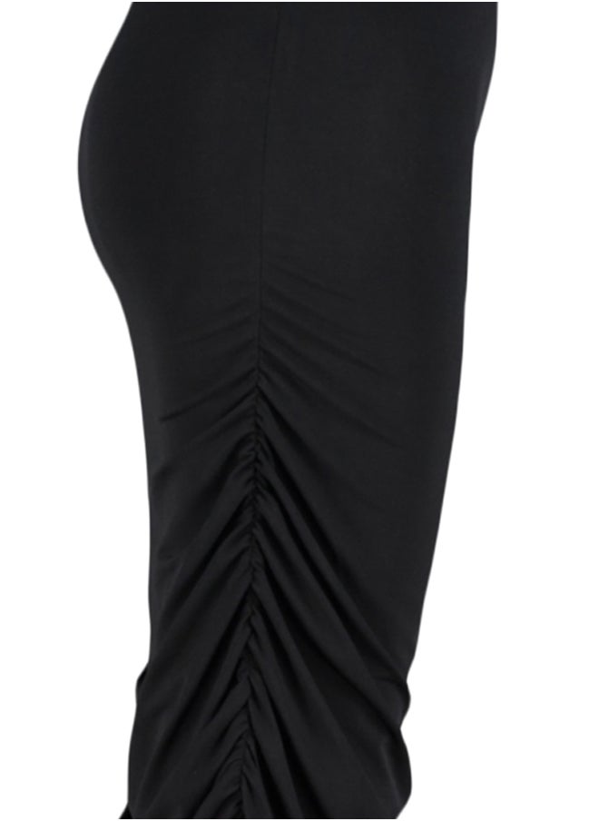 trendyol - Black Gathered Detailed Body-Shouldered One-Shoulder Mini Elastic Knitted Dress TWOSS23EL00402 - Image 1
