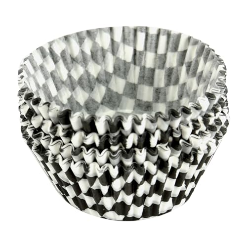 BinaryABC Black Checkered Cupcake Liners Baking Cups,Birthday Cake Decorations Party Supplies,100Pcs - Image 1