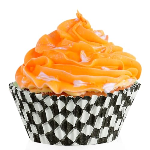 BinaryABC Black Checkered Cupcake Liners Baking Cups,Birthday Cake Decorations Party Supplies,100Pcs - Image 5