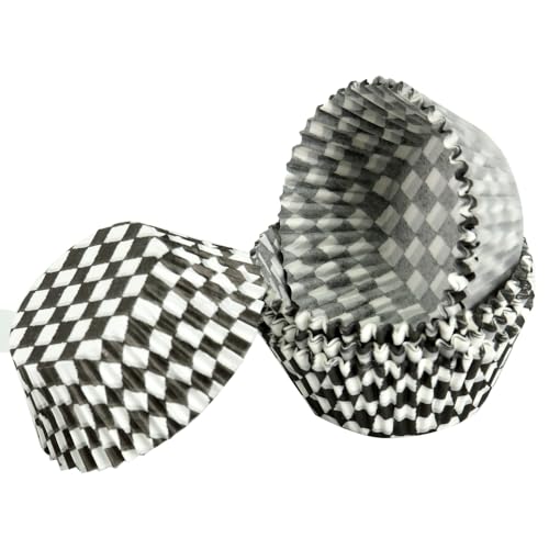 BinaryABC Black Checkered Cupcake Liners Baking Cups,Birthday Cake Decorations Party Supplies,100Pcs - Image 2