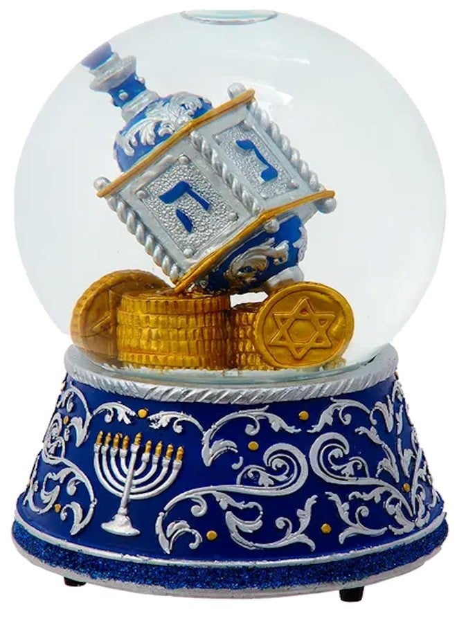 The Bridge Collection 100mm Hanukkah Gelt and Dreidel Snow Globe - Jewish Hanukkah Snow Globe - Festival of Lights Musical Snow Globe - Image 1