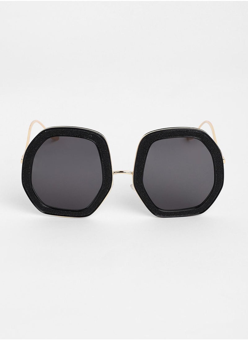 Haute Sauce The Shimmer Oversized Sunglasses - Charcoal Black  - Image 4