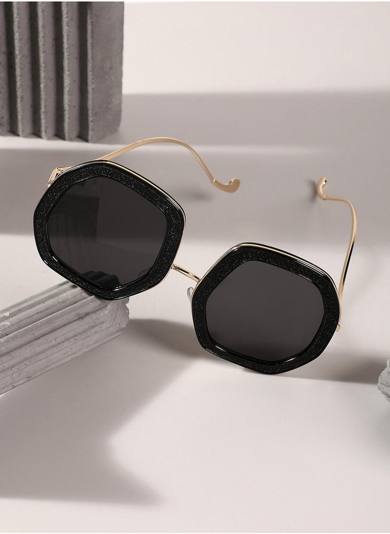 Haute Sauce The Shimmer Oversized Sunglasses - Charcoal Black  - Image 1
