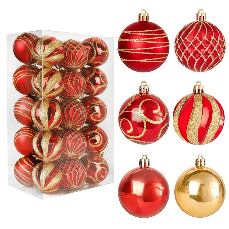 30 PCS Christmas Ball Ornaments Tree Decorations 60mm236 Classic Red and Gold Shatterproof Christmas Bulbs Ornaments for Xmas Tree Holiday Wreath Decor