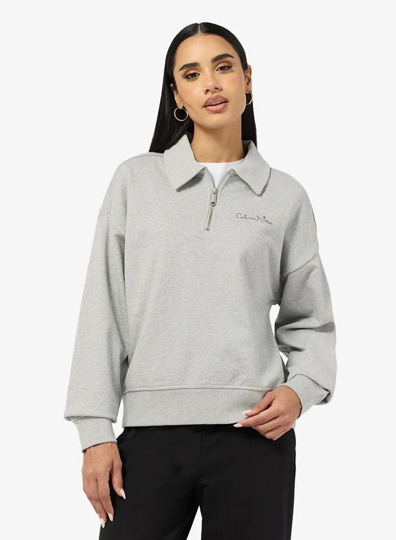Graphic Half Zip Polo Sweatshirt