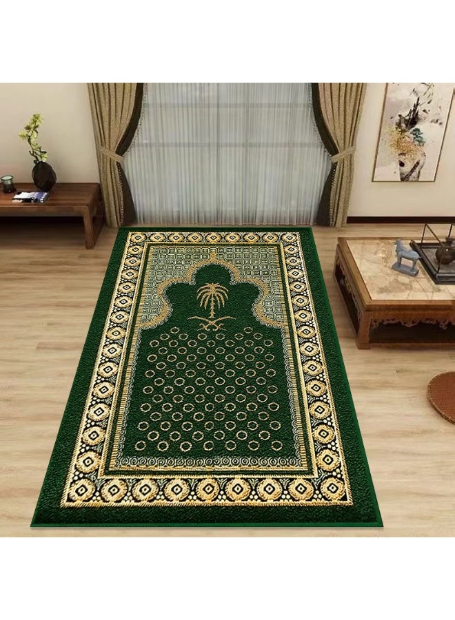 أومون سجادة صلاة إسلامية كبيرة قابلة للطي، مقاس 70×100 سم، مبطنة بطبقة سميكة ناعمة وقاعدة مانعة للانزلاق، سجادة صلاة إسلامية محمولة مزينة بشرابات، سجادة سهلة الحمل وقابلة للغسل، هدية مثالية لشهر رمضان وعيد الفطر للرجال والنساء. - Image 2