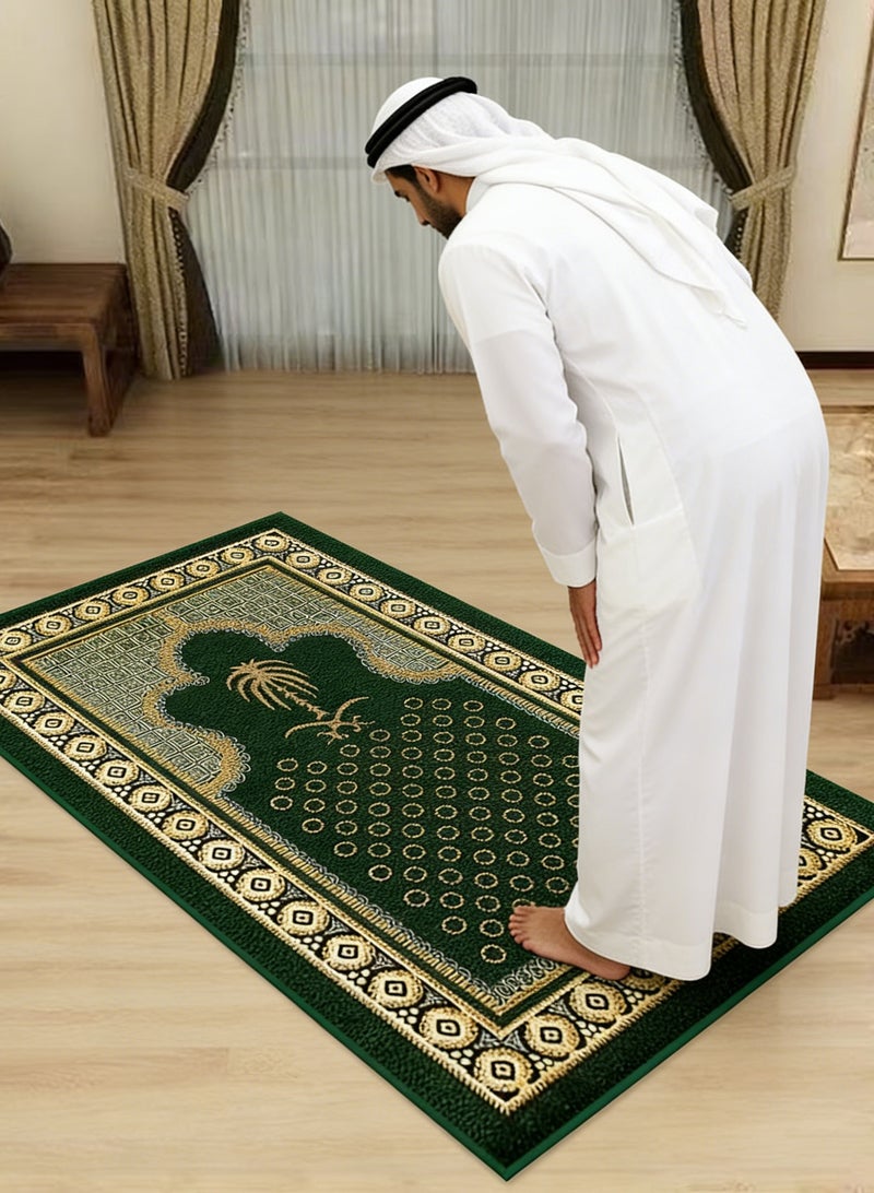 أومون سجادة صلاة إسلامية كبيرة قابلة للطي، مقاس 70×100 سم، مبطنة بطبقة سميكة ناعمة وقاعدة مانعة للانزلاق، سجادة صلاة إسلامية محمولة مزينة بشرابات، سجادة سهلة الحمل وقابلة للغسل، هدية مثالية لشهر رمضان وعيد الفطر للرجال والنساء. - Image 4