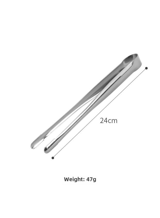 E * Japanese 304 Stainless Steel Barbecue Clip Golden Barbecue Clip Lined Food Clip Steak Clip BBQ Buffet Cuisine-Colour:Bare Body Barbecue Clip Medium Size 24cm (silver) - Image 1
