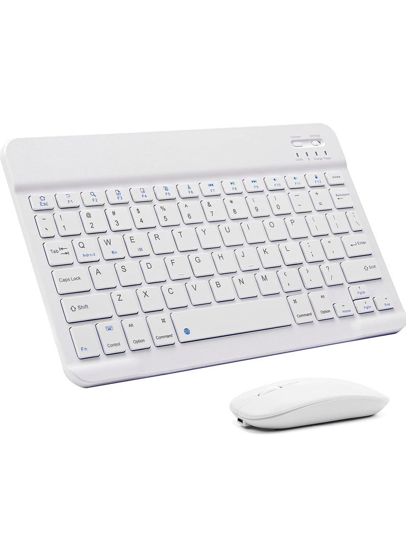 كابتن تيك لوحة مفاتيح بلوتوث فائقة النحافة وماوس كومبو مجموعة ماوس لوحة مفاتيح لاسلكية محمولة قابلة لإعادة الشحن لأجهزة Apple iPad iPhone iOS 13 وما فوق هاتف Samsung اللوحي الذكي Android Windows - Image 1