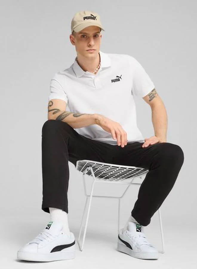 PUMA puma white Essential Logo Pique Polo for Men | Best Price UAE