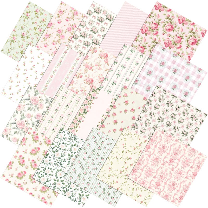 Tudomro 60 Pcs Pink Floral Fabric Squares Bundles 10 x 10 Inch Cotton Rose Quilting Fabric Pink Spring Flower Fat Quarters Printed Cloth Quilt Patchwork Material for Sewing DIY Crafts Supplies - Image 1