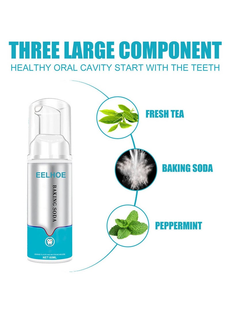 EELHOE رغوة تنظيف الفم، تبييض الأسنان 3D وايت بريلانس بحجم السفر خالية من الفلورايد، خالية من الحساسية رغوة أسنان منعشة خالية من الفلورايد لفم نظيف، أسنان أكثر بياضًا، نفس منعش - Image 3